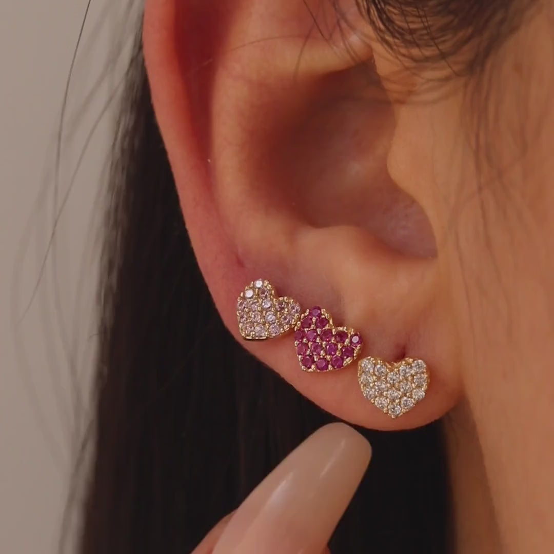 Heart CZ Stud Earrings