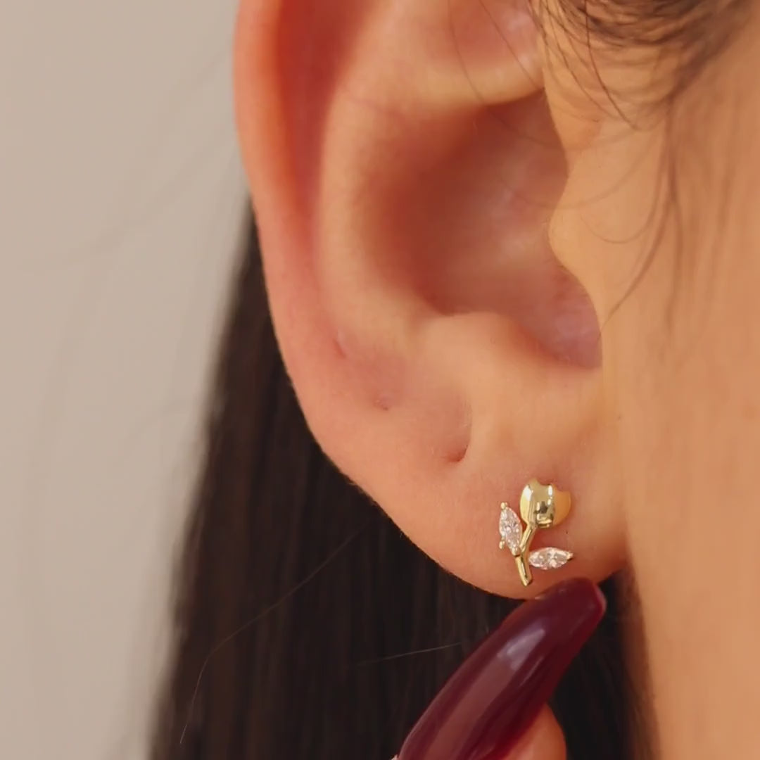 Flower CZ Stud Earrings