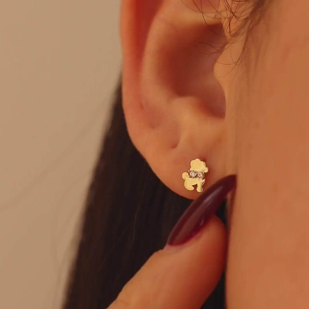 Dog CZ Stud Earrings