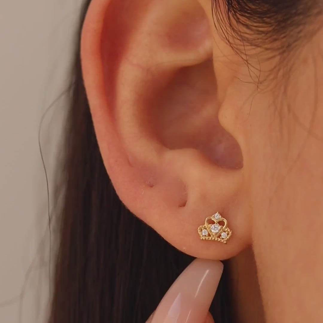 Crown CZ Stud Earrings