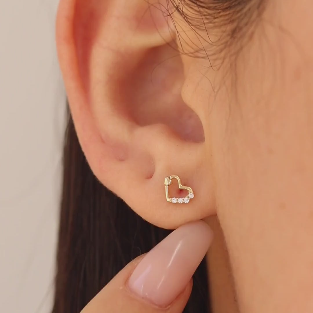 Heart CZ Stud Earrings
