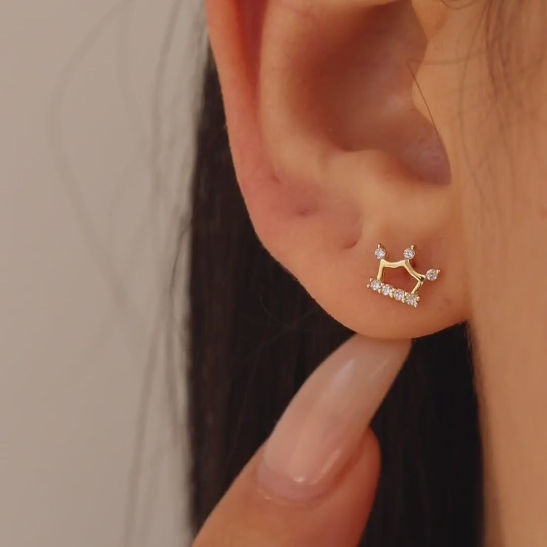 Crown CZ Stud Earrings