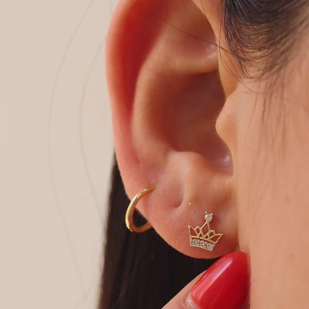 CZ Crown Stud Earrings
