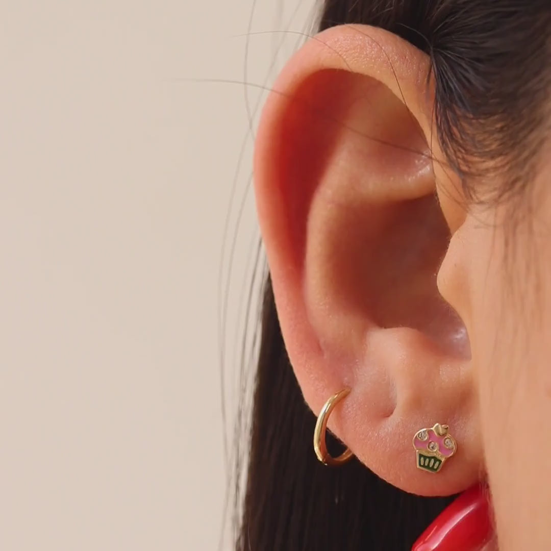 Pink & Green Cupcake Stud Earrings