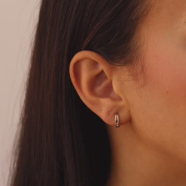 Purple and White Huggie Earrings