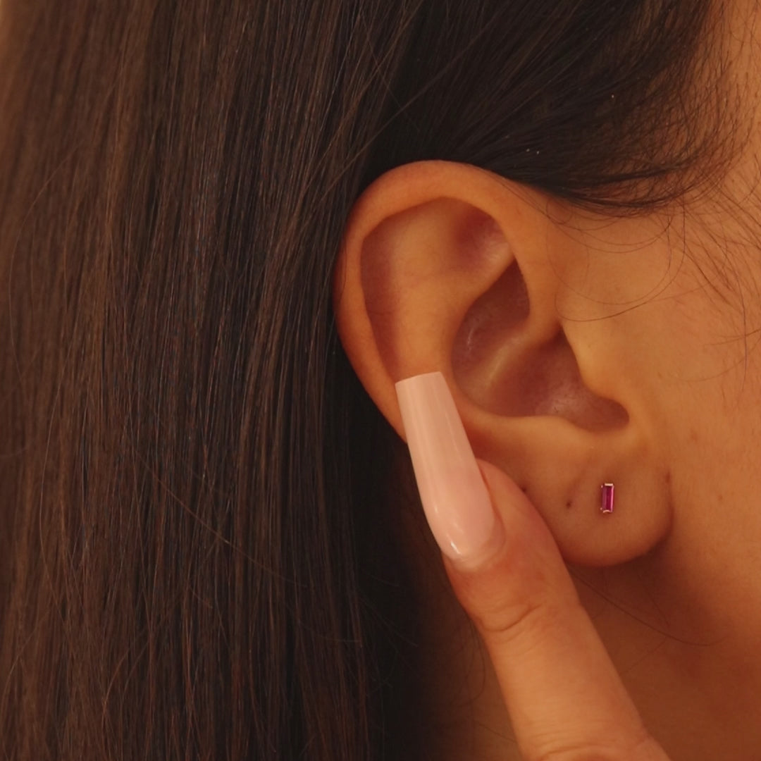Pink Baguette Stud Earrings