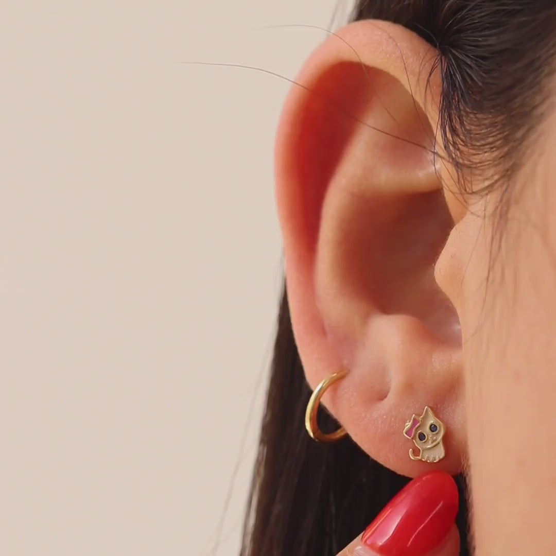 Enamel Cat Stud Earrings