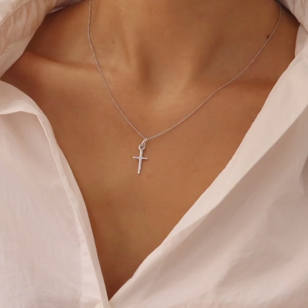 White Gold Medium Cross Necklace
