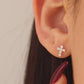 Cross CZ Stud Earrings