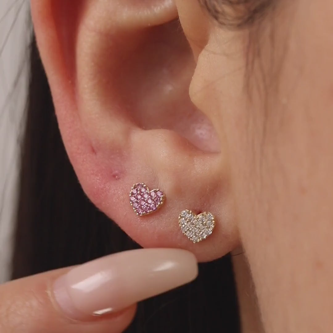 Heart CZ Stud Earrings
