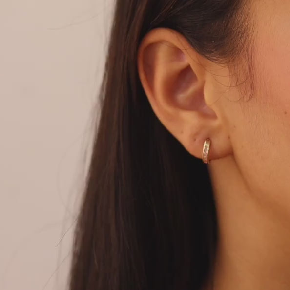 Pink and White Huggie Earrings