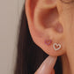 Heart CZ Outline Stud Earrings