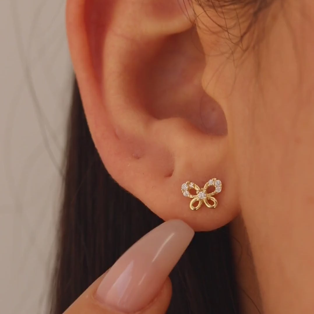 Butterfly CZ Stud Earrings