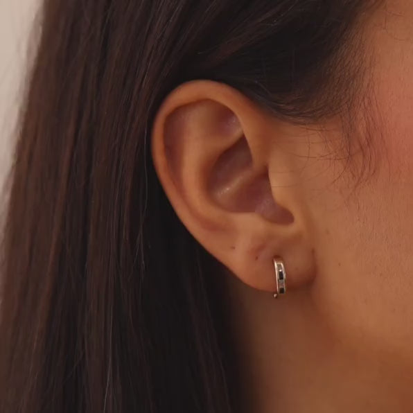 Black and White Huggie Earrings