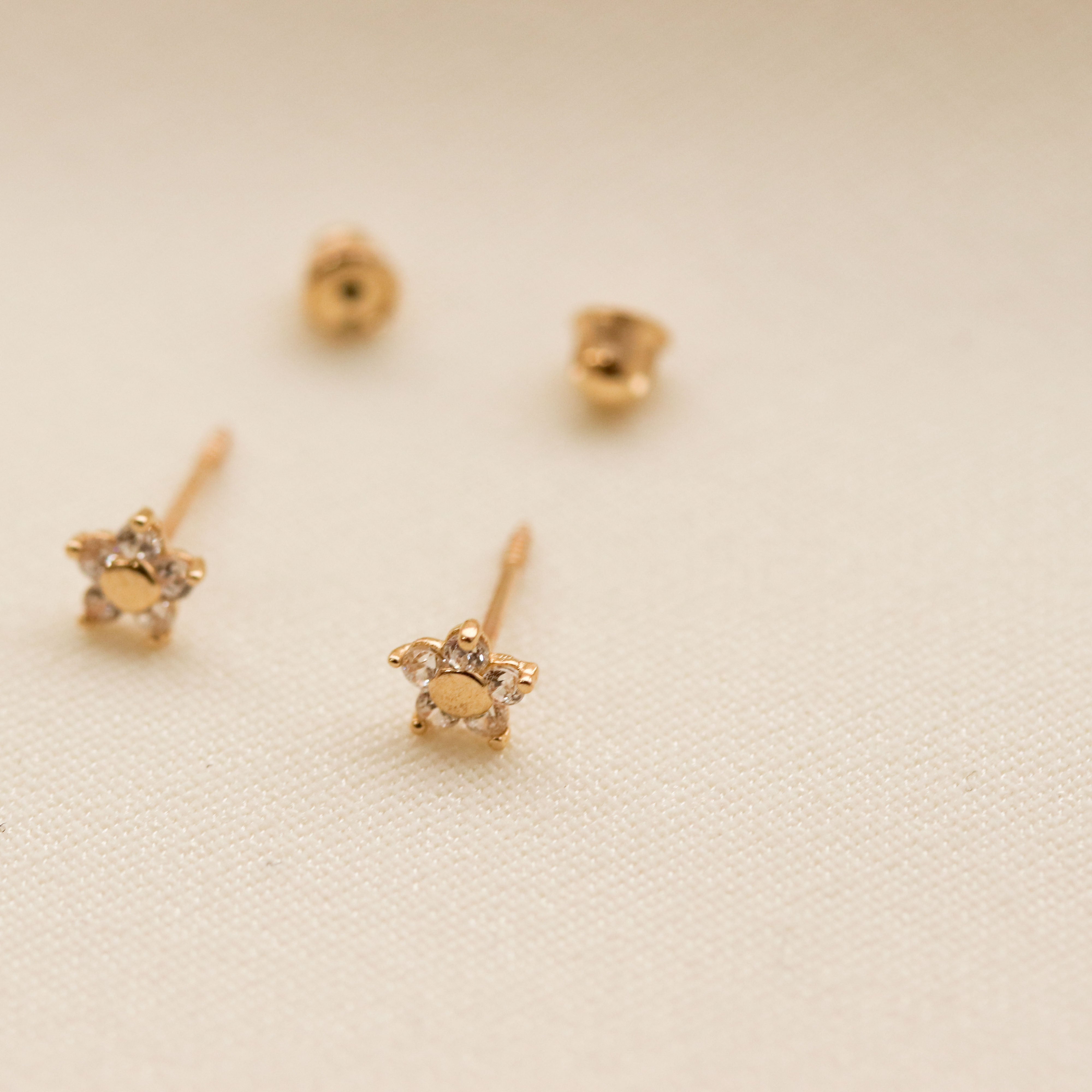 Tiny CZ Star Stud Earrings