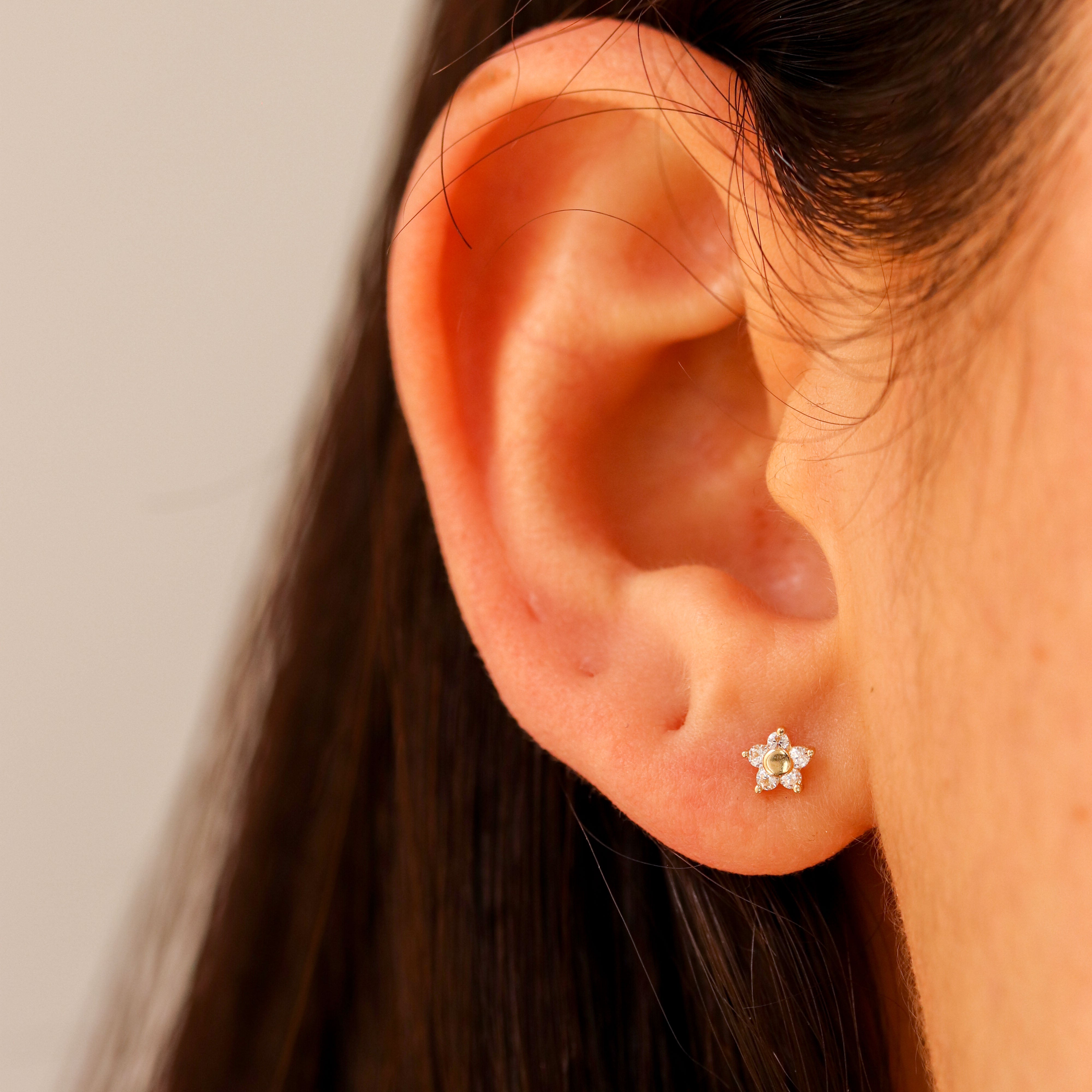 Tiny CZ Star Stud Earrings