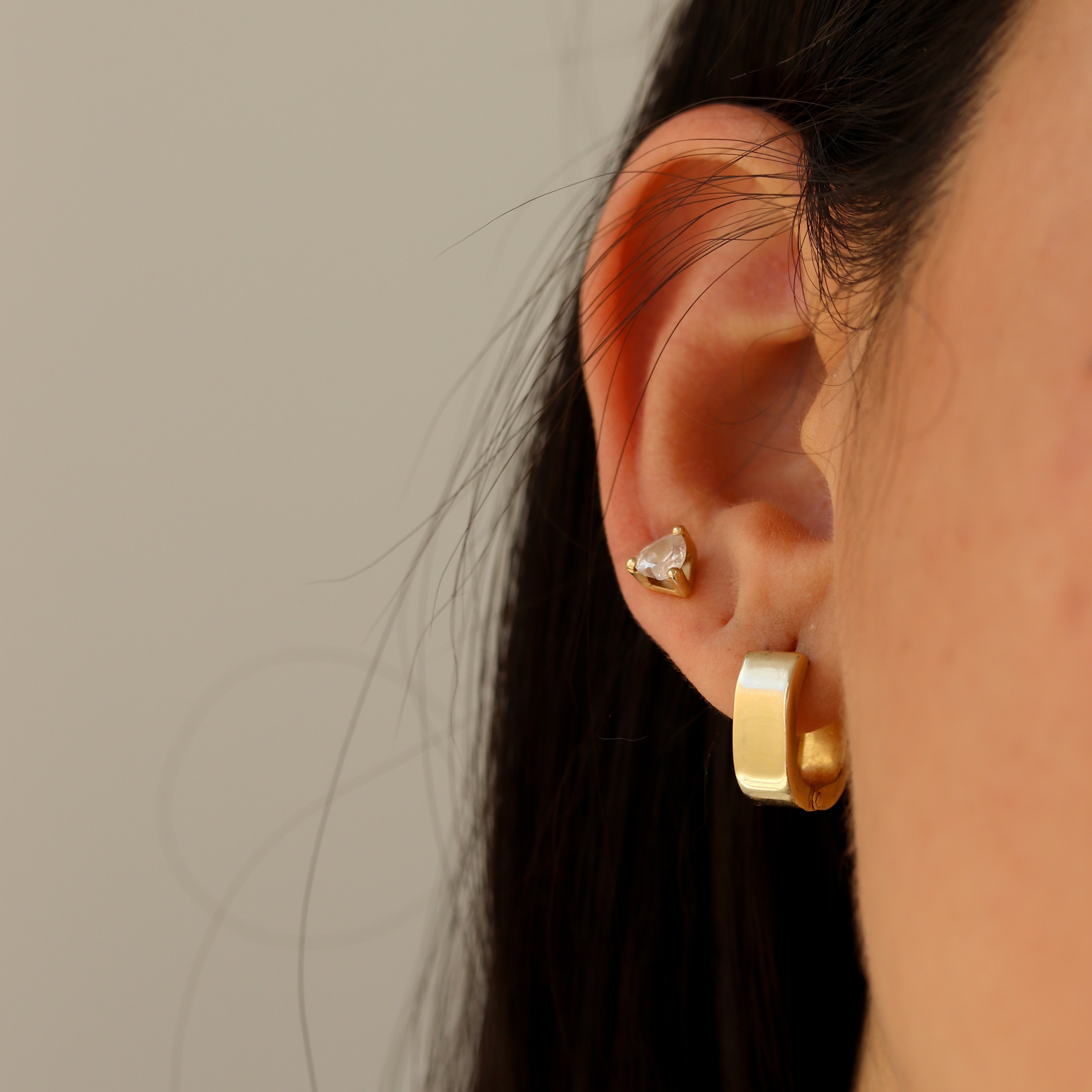 Square huggie online hoop earrings