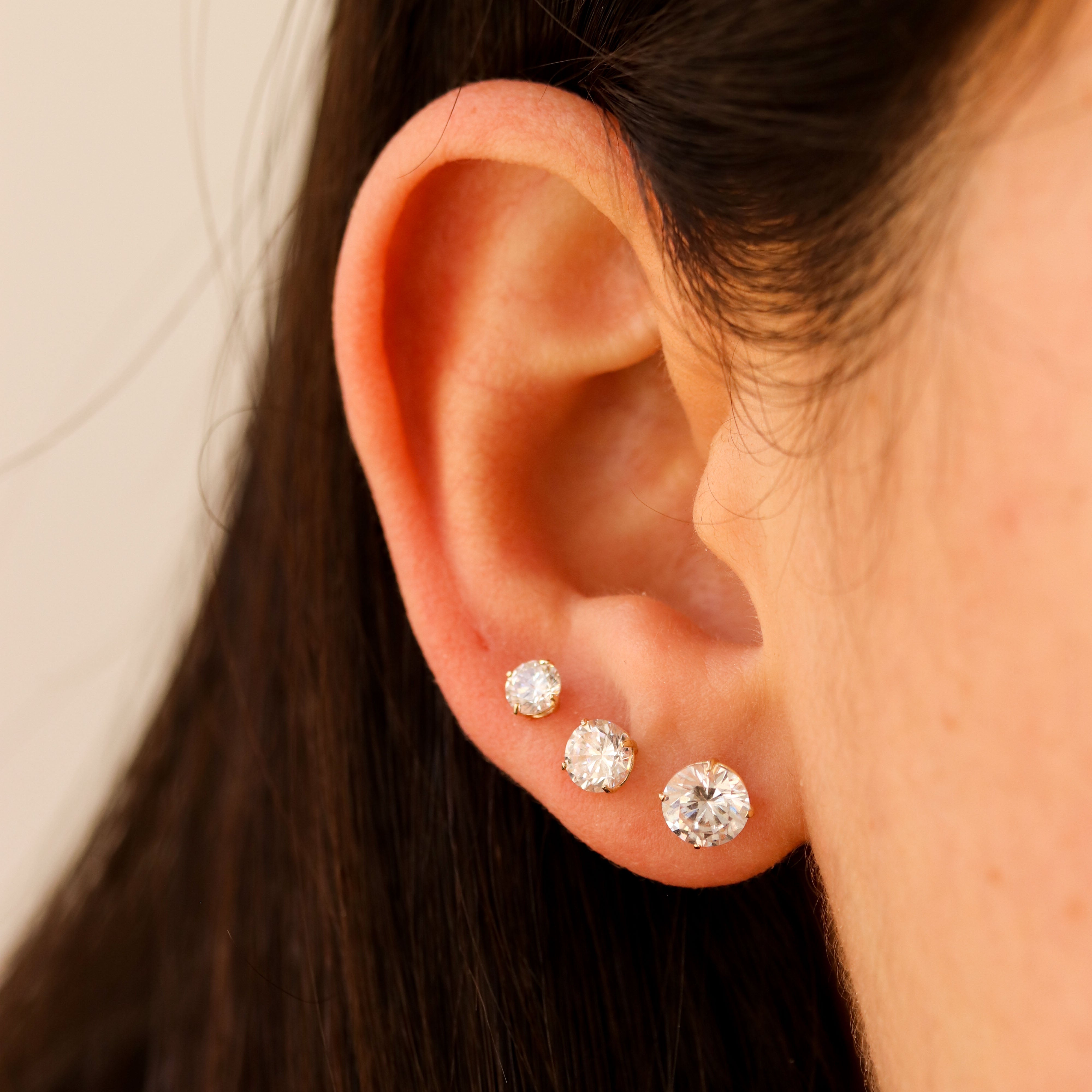 Solitaire CZ Stud Earrings