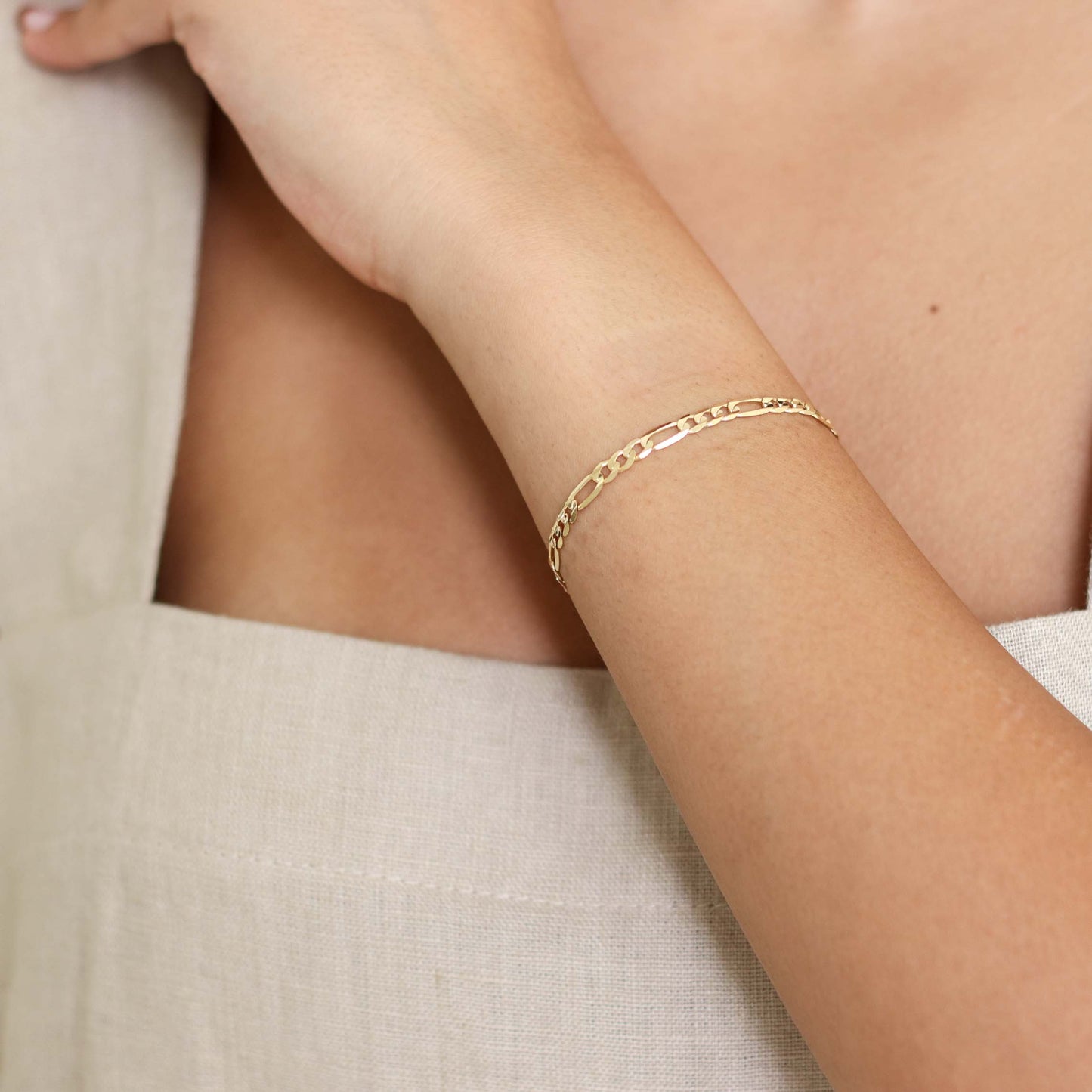 14K Yellow Gold Figaro Bracelet