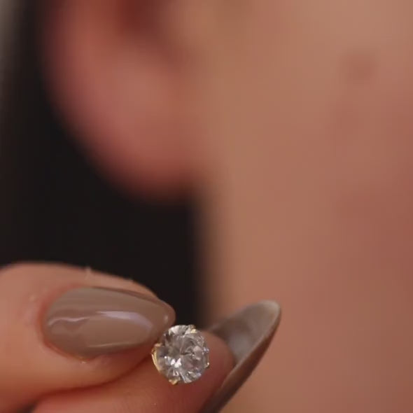 Solitaire CZ Stud Earrings