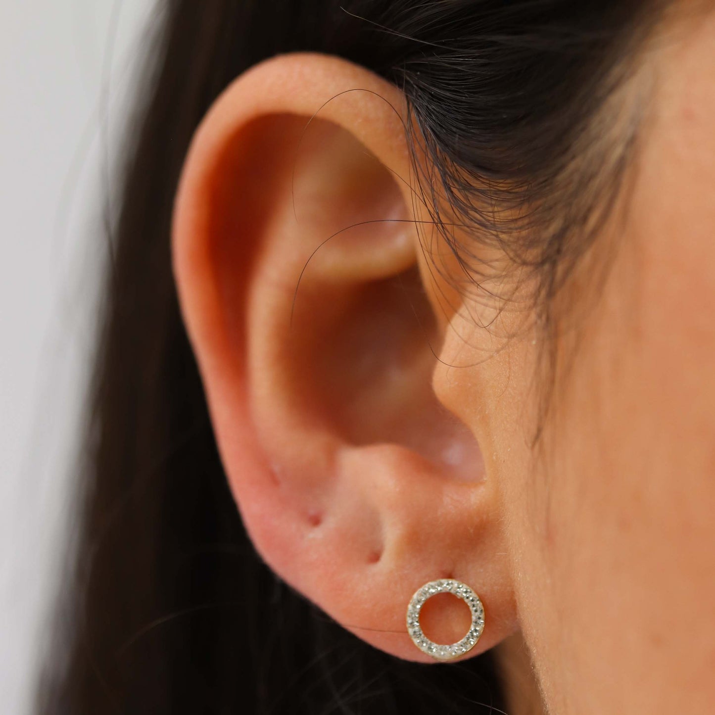Diamond Circle Stud Earrings