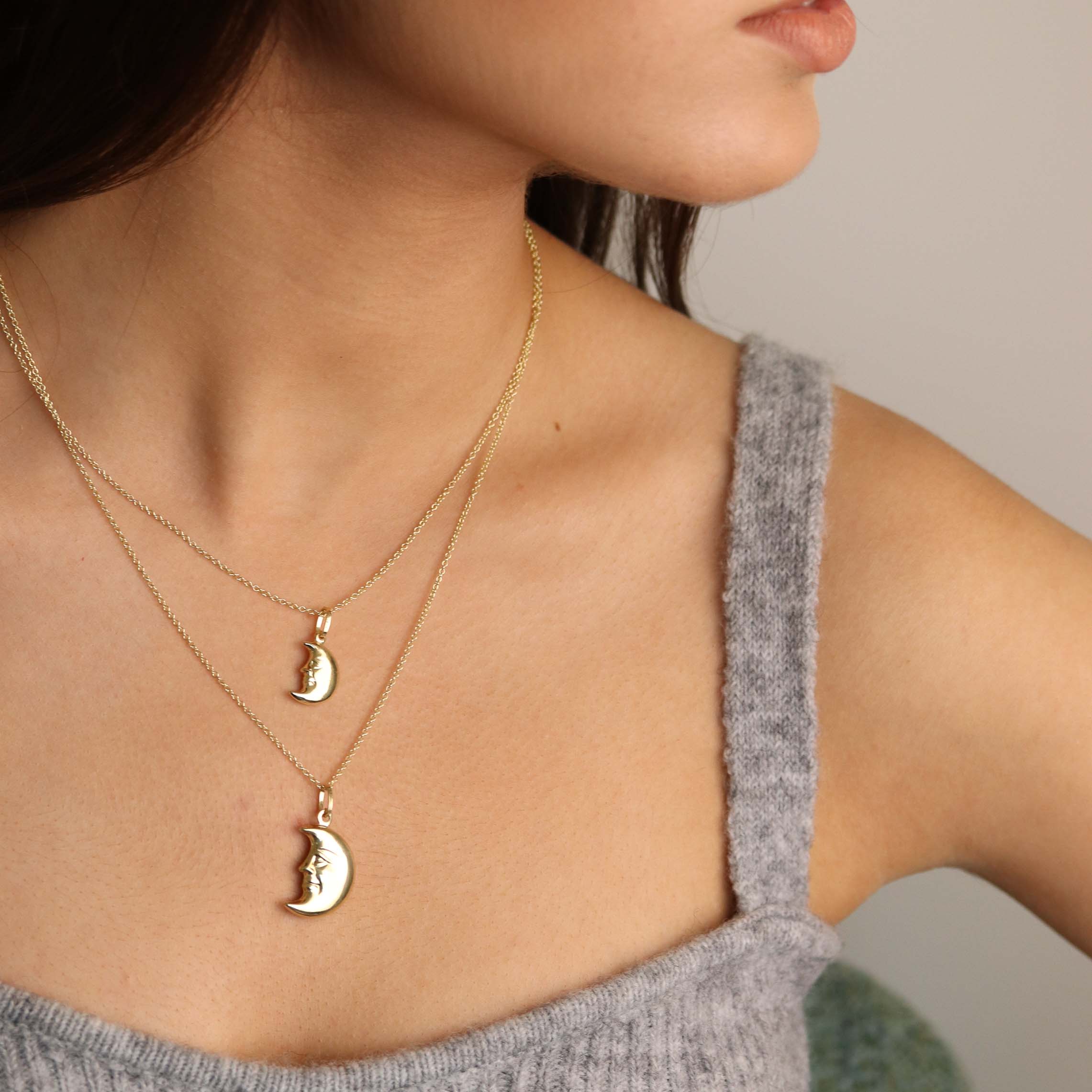 Buy 14k Gold Crescent Moon and Star Gold Necklace, Elegant Solid Gold Moon  and Star Necklace is a Great Gift for Her. Online in India - Etsy