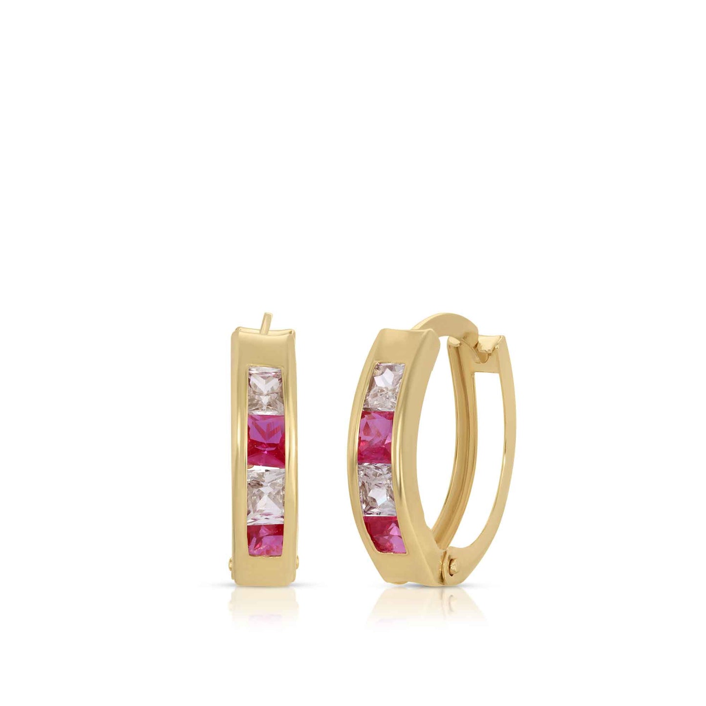 Pink Diamond Huggie Earrings